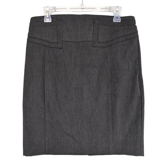 NWT Express Sz 10 Gray Paneled Short Pencil Skirt with Back Buckle Career Edgy - Picture 1 of 6